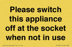 Please switch this appliance off at the socket when not in use